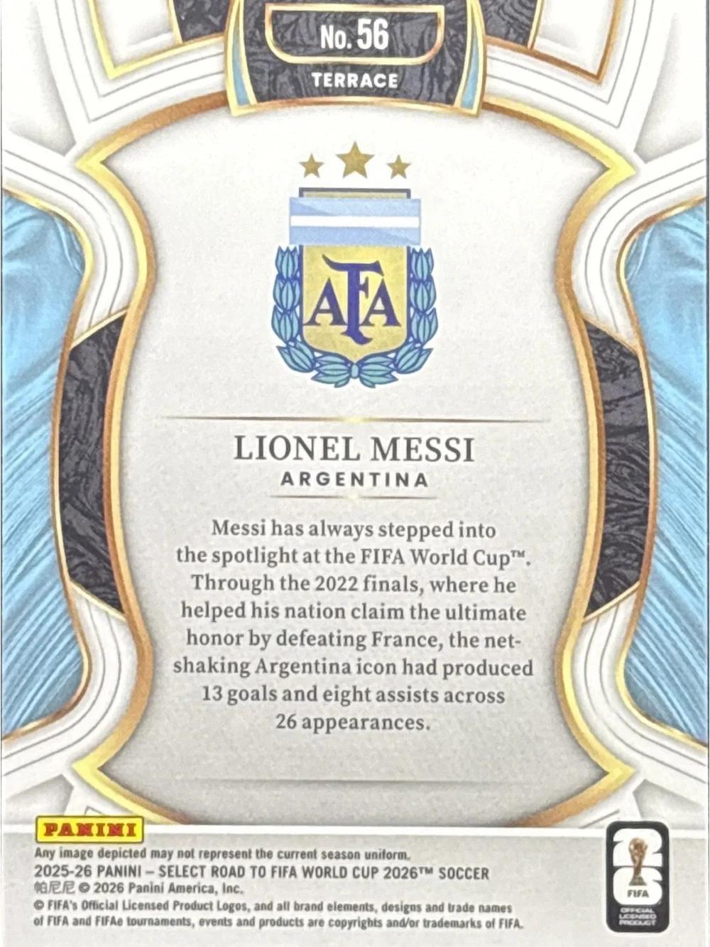 Panini Select Lionel Messi FIFA World Cup 2026 Trading Card